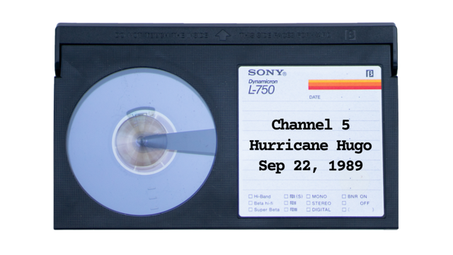 Betamax tape labeled Hurricane Hugo