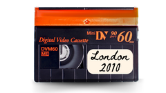 MiniDV tape labeled London 2010